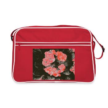 Korallenrote Blüten im Kontrast - Retro Tasche - Rot/Weiß - Vorne