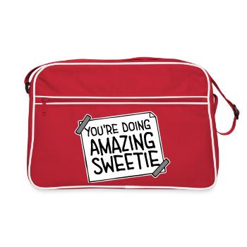 Tu fais un travail incroyable ma chérie, drôle, encourageant. - Sac Retro - rouge/blanc - Devant