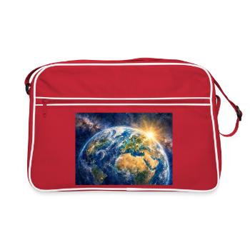 Erde im Sonnenaufgang - Retro Tasche - Rot/Weiß - Vorne
