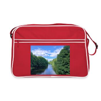 Rivière tranquille au milieu des arbres verdoyants - Sac Retro - rouge/blanc - Devant