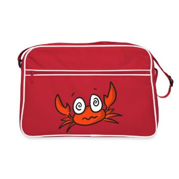 Red crab cartoon with big eyes - Retro Bag - red/white - Front