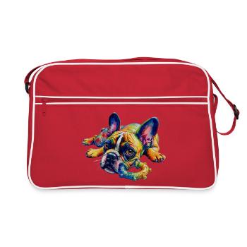 Frenchie : Je veux juste jouer - Sac Retro - rouge/blanc - Devant