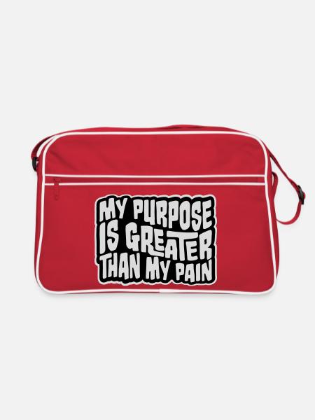 My Purpose Is Greater Than My Pain Sinn Zitat Logo - Retro Tasche - Rot/Weiß - Vorne