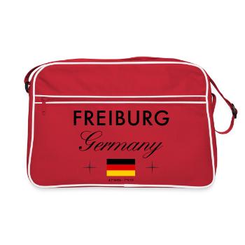Freiburg Deutschland Koordinaten Reise Souvenir - Retro Tasche - Rot/Weiß - Vorne