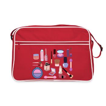 Pastell-Make-up-Kollektion - Retro Tasche - Rot/Weiß - Vorne