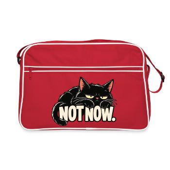 Nicht jetzt, Katze - Retro Tasche - Rot/Weiß - Vorne