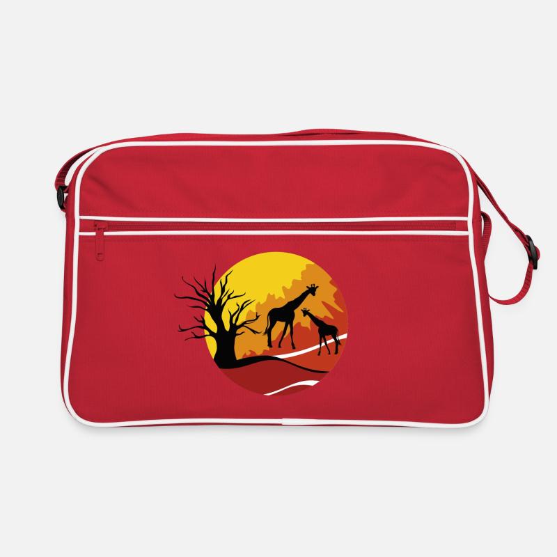 Afrika Giraffe - Retro Tasche - Rot/Weiß
