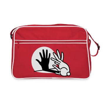 Ombre chinoise, main, lapin - Sac Retro - rouge/blanc - Devant