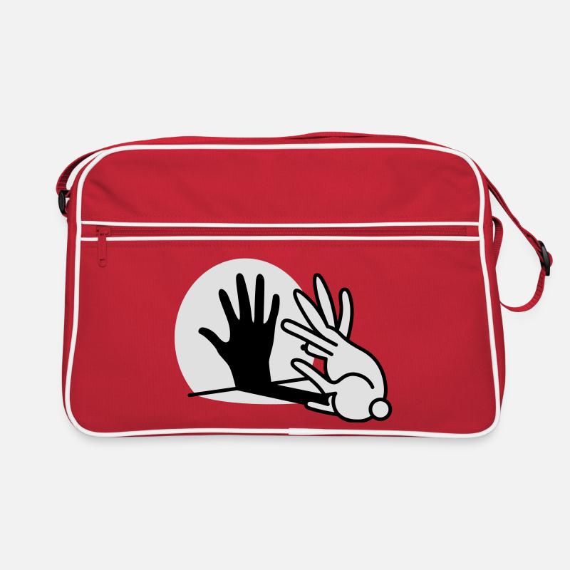 Chinesische Schatten Hand Kaninchen - Retro Tasche - Rot/Weiß