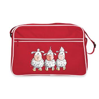 Cooles Schaf TrioI Fun Schafe I Tiermotiv - Retro Tasche - Rot/Weiß - Vorne
