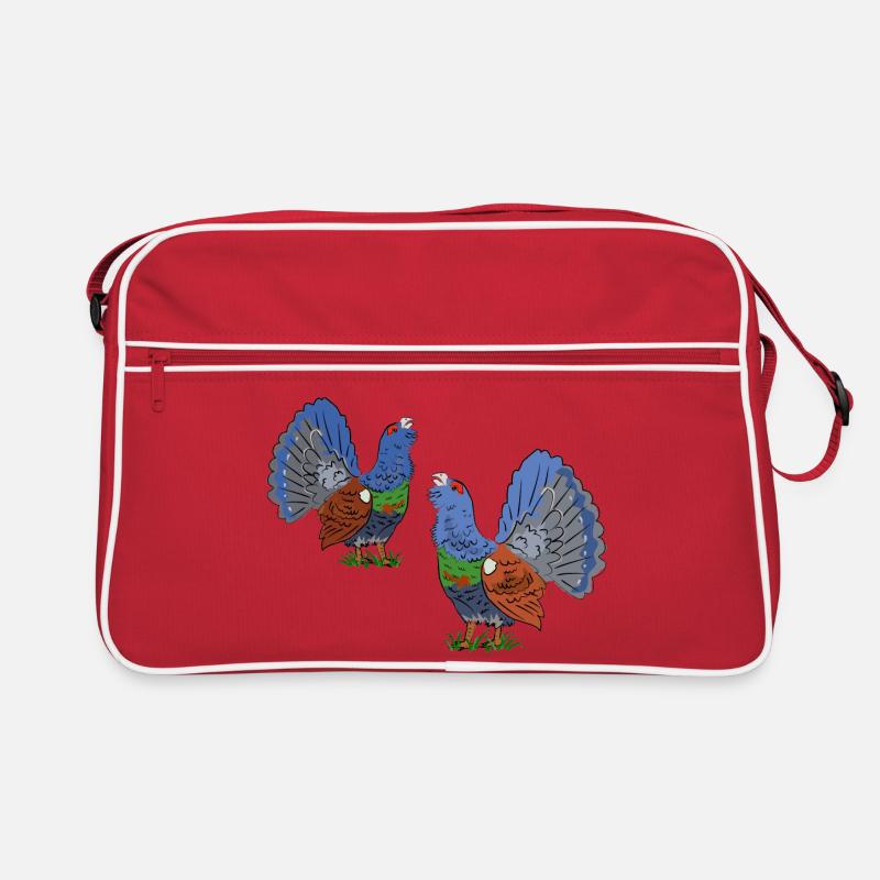 Faszinierende Auerhahn-Duo-Illustration - Retro Tasche - Rot/Weiß