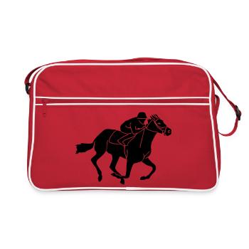 Pferdesport - Galopprennen - Retro Tasche - Rot/Weiß - Vorne