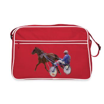 Cadeau de course de chevaux de course au trot - Sac Retro - rouge/blanc - Devant