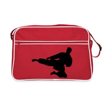 Karate or taekwondo jumped sideways - Retro Bag - red/white - Front