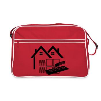 Maison de logo carreleur avec peigne de colle et carreaux - Sac Retro - rouge/blanc - Devant