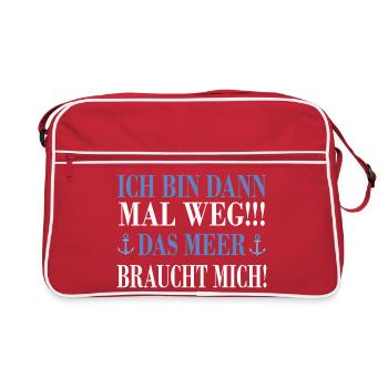 Meeresabend Sinnspruch Design - Retro Tasche - Rot/Weiß - Vorne