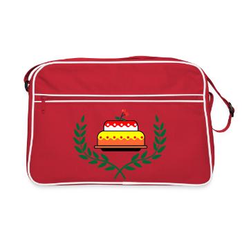 Lauwerkrans Ausdruck "Das i-Tüpfelchen" - Retro Tasche - Rot/Weiß - Vorne