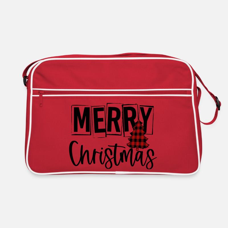 Roter Schottenkaro-Weihnachtsbaum Retro Tasche