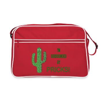 Funny Cactus Surrounded by Pricks Slogan - Retro Bag - red/white - Front