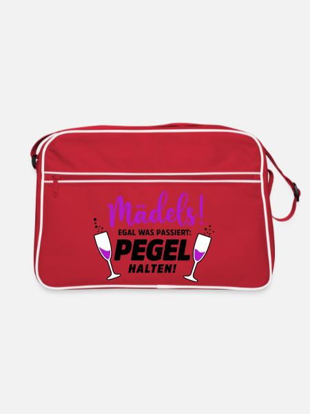 Mädels Party Sekt - Retro Tasche - Rot/Weiß - Vorne