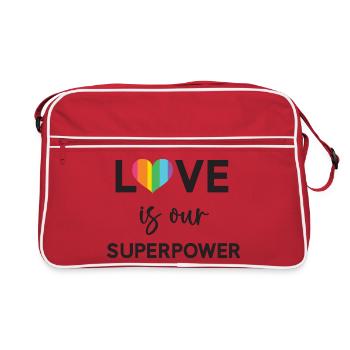 Mois de la fierté - LGBTQ+ L’amour est notre superpouvoir - Sac Retro - rouge/blanc - Devant