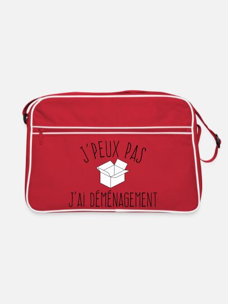 J'peux pas j'ai déménagement - L'excuse classique - Sac Retro - rouge/blanc