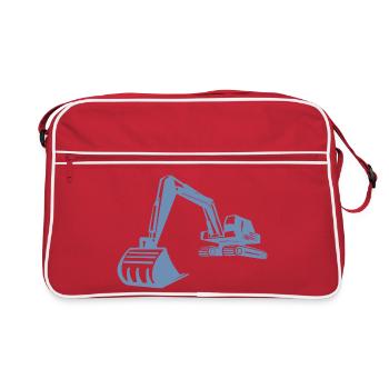 Excavator Silhouette, Precise Design for - Retro Bag - red/white - Front
