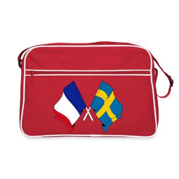 Flagge von Frankreich und Flagge Schweden - Retro Tasche - Rot/Weiß - Vorne