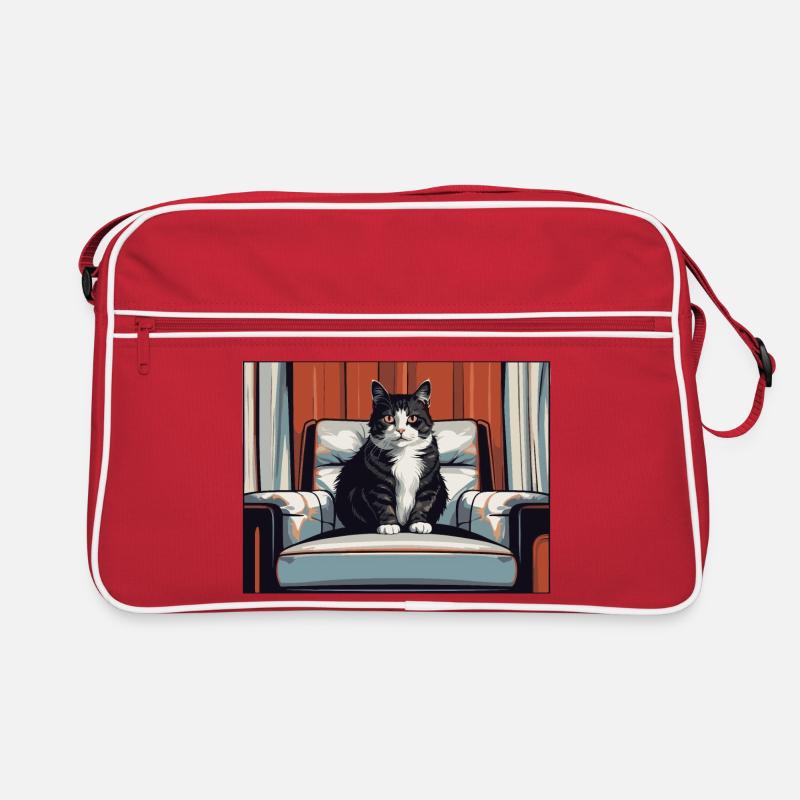Katze auf Sessel Retro Tasche