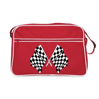 Deux drapeaux de course automobile croisés départ arrivée - Sac Retro - rouge/blanc - Devant