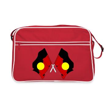 Deux drapeaux croisés par des Aborigènes - Sac Retro - rouge/blanc - Devant