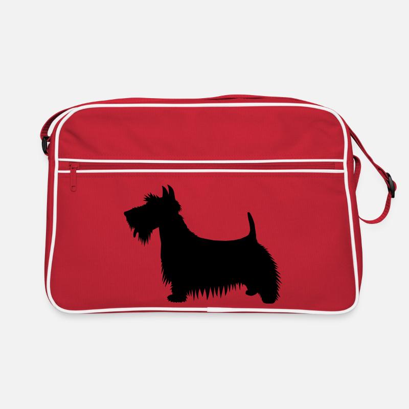 Eine Silhouettenillustration eines Scots Terrier Retro Tasche