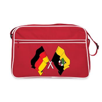 Flagge Deutschland, Flagge Sachsen Anhalt gekreuzt - Retro Tasche - Rot/Weiß - Vorne