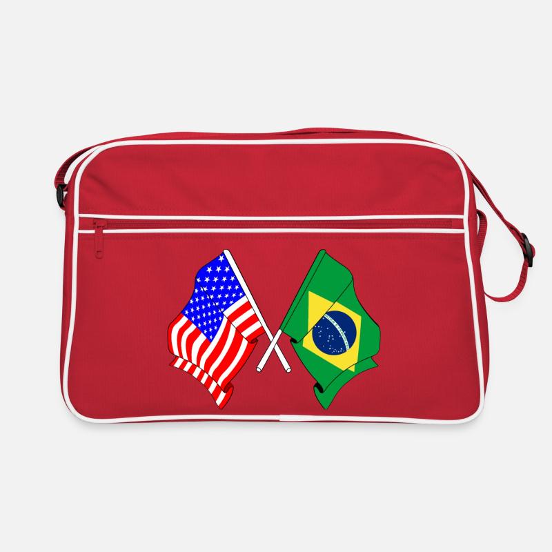 Drapeau des États-Unis et du Brésil Sac Retro