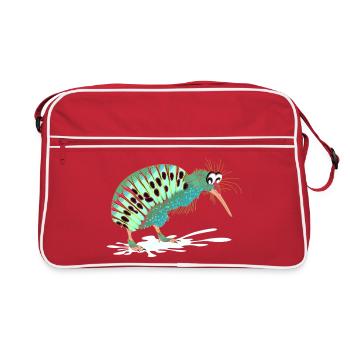 Funny Animals - Funny Bird Kiwi Bird - Retro Bag - red/white - Front
