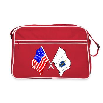 Drapeau des États-Unis et de l’État du Massachusetts franchi - Sac Retro - rouge/blanc - Devant