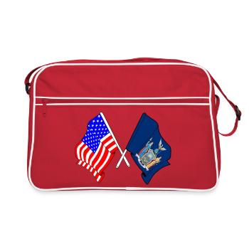 Drapeau des États-Unis et de l’État de New York franchi - Sac Retro - rouge/blanc - Devant