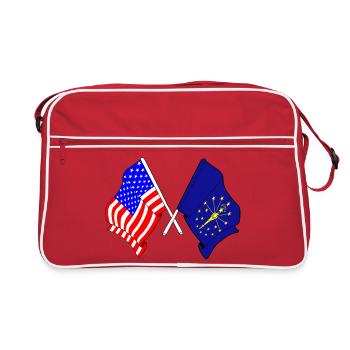 Drapeau des États-Unis et de l’État de l’Indiana croisé - Sac Retro - rouge/blanc - Devant