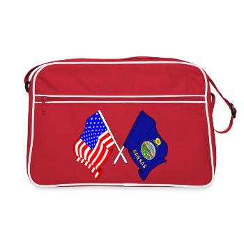 Drapeau des États-Unis et de l’État du Kansas franchi - Sac Retro - rouge/blanc - Devant