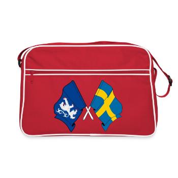 Crossed flags of Halland and Sweden - Retro Bag - red/white - Front