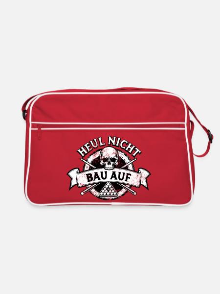 Heul nicht bau auf - Eight Ball - Billard Spieler - Retro Tasche - Rot/Weiß - Vorne
