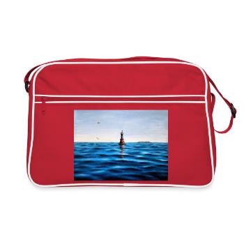 Phare sur le calme bleu de la mer Adriatique Croatie - Sac Retro - rouge/blanc - Devant