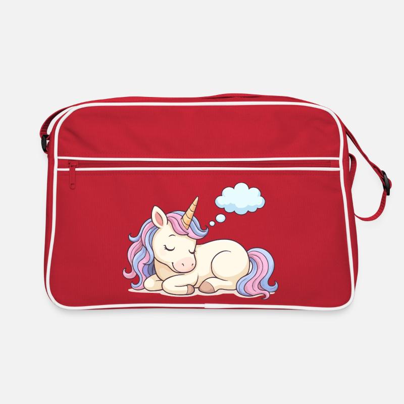 Schlafendes Einhorn mit Regenbogenmähne Retro Tasche