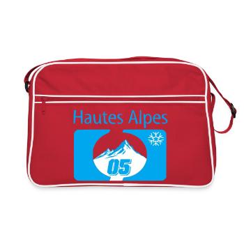 Montagnes et Flocon Hiver Hautes Alpes - Sac Retro - rouge/blanc - Devant