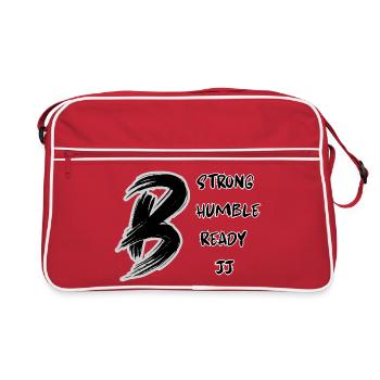 Be JJ – Stark, bescheiden, bereit | Jiu Jitsu Design - Retro Tasche - Rot/Weiß - Vorne