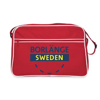 Borlänge City emblem in blue and yellow - Retro Bag - red/white - Front
