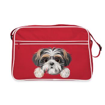 shih tzu - Retro Bag - red/white - Front