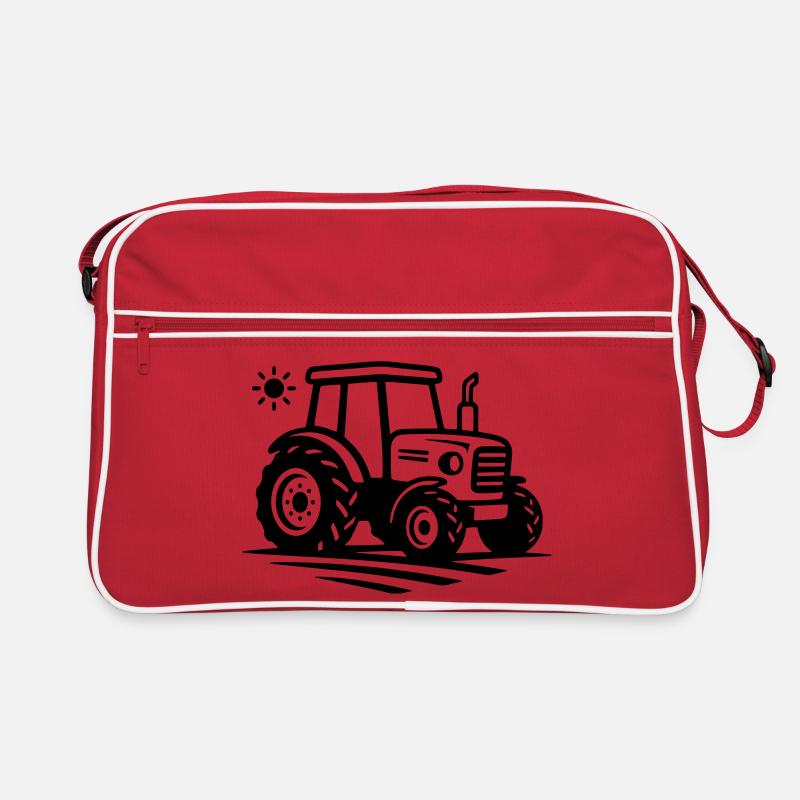 Landwirtschaft & Bauernhof | Traktor Logo - Retro Tasche - Rot/Weiß