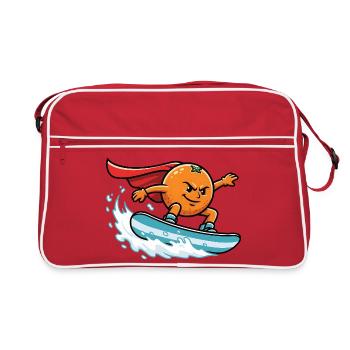 Super-héros orange surfant sur la vague - Sac Retro - rouge/blanc - Devant
