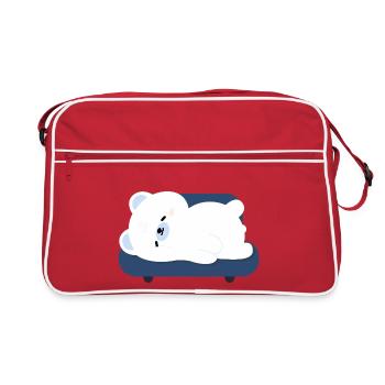 Müder Eisbär auf Sofa - Retro Tasche - Rot/Weiß - Vorne